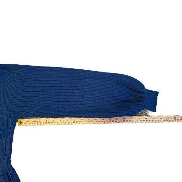 NWT Amazon Agseem Blue Long Sleeve Ribbed Knit Maxi Dress 100% Viscose - Picture 12 of 13